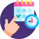Icon showing a hand pointing to a calendar