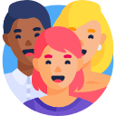 Icon showing three people smiling